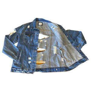 Distressed Medium Wash Denim Jacket Womens S Wax Jean Basic Style 90105 100% Cot
